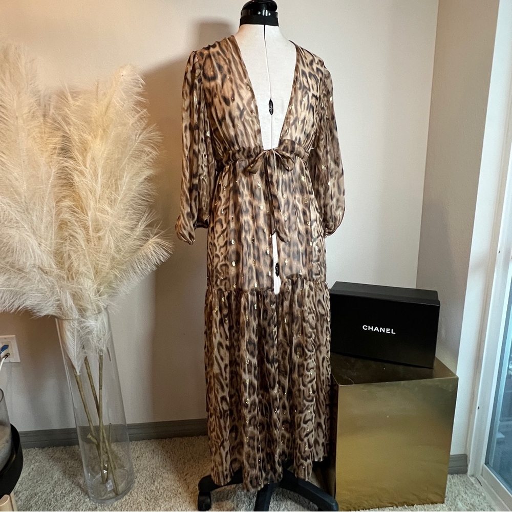 NWOT Express Sheer Maxi Dress Old Money Coverup Duster - Picture 3 of 11